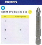 Биты крестовые PZ2х 75мм S2 цилиндрические с насечкой DIN3126 хвостовик Е1/4 PROFI "CNIC" в упаковке 10 шт.