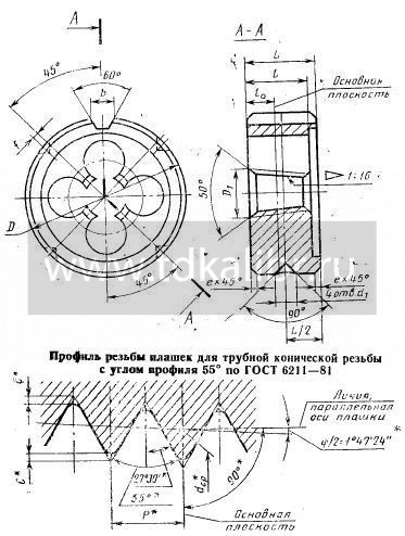 Плашка Трубная коническая R 1 1/4", 11 ниток/дюйм, dнар.75мм "CNIC"