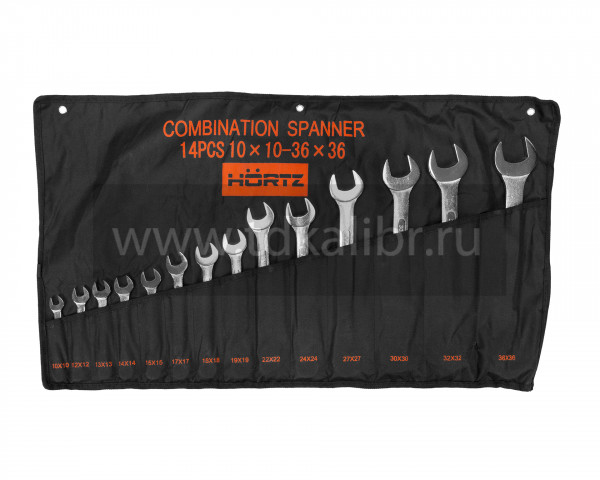 Набор ключей гаечных комбинированных 14 шт. (10-36)хромированных HORTZ