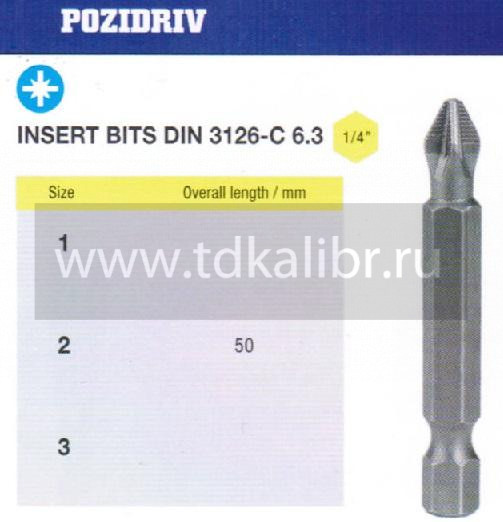 Биты крестовые PZ2х 50мм S2 с насечкой DIN3126 хвостовик Е1/4 PROFI "CNIC" в упаковке 10 шт.