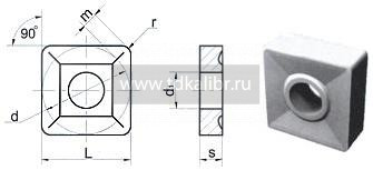 Пластина SNUM - 120412 ВК8(YG8) квадратная dвн=5мм (03114) со стружколомом "CNIC"
