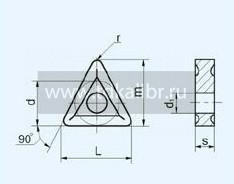 TNMG - 220412 СТ25М трехгранная dвн=5мм (01125) с 2-х сторонним стружколомом